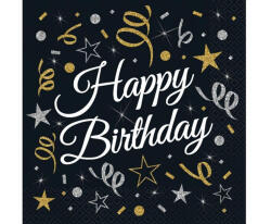 Javoli Happy Birthday B&C szalvéta 20 db-os 33x33 cm (MLG152555)