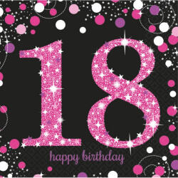 Javoli Happy Birthday Pink 18 szalvéta 16 db-os 33x33 cm (DPA9900579)