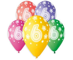 Javoli Happy Birthday 6 Star léggömb, lufi 5 db-os 13 inch (33 cm) (MLG321975A)