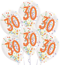 Javoli Happy Birthday 30 Droplets konfettivel töltött léggömb, lufi 6 db-os 11 inch (27, 5 cm) (DPA9909839)