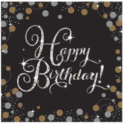 Javoli Happy Birthday Gold szalvéta 16 db-os 33x33 cm (DPA9901176)