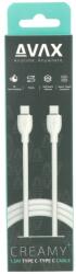 AVAX CB623 CREAMY+ USB-C - Type-C cable 1, 5m White/Silver, 238897, Kábel