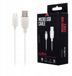 Maxlife Usb kábel microUSB 3, 0 m 2A fehér (OEM001517)
