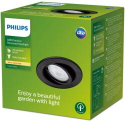 Philips Fresco kültéri spotlámpa, 4, 6 W, 355 lm, meleg fehér fény (2700 K), IP23, rozsdamentes acél, fekete, G energiaosztály