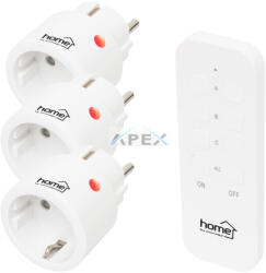 Somogyi Elektronic TH2313 - Home TH2313 távirányítható mini hálózati aljzat szett, 2300 W, 3 aljzat + 1 távirányító, 40m hatótáv