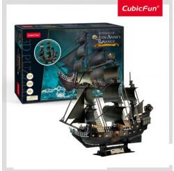 CubicFun 3D puzzle nagy Queen Anne's Revenge LED, Új! (NTTD-CUBICF240059-1-1)