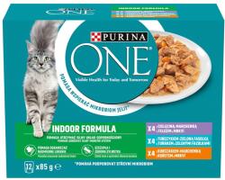 ONE Indoor Formula csirkével/borjúval/tonhallal nedves macskaeledel 6 x