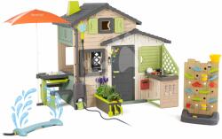 Smoby Căsuța Prietenilor cu joc de apă la peretele de joacă Friends Evo Playhouse Life Smoby extensibilă în culori maro naturale (SM810253-2G)