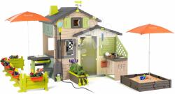 Smoby Căsuța prietenilor cu o grădină mare în nuanțe naturale de maro Friends Evo Playhouse Life Smoby extensibilă (SM810253-2A) Casuta pentru copii