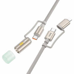 hoco. Cablu Date si Incarcare Hoco USB-C / Lightning - USB-C / Led U138 60W 1.2m Gri