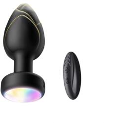 Passion Labs Dop Anal Led Light Vibrating Plug, Remote Control, 10 Moduri Vibratii, Silicon, USB, Negru, 9 cm, Passion Labs