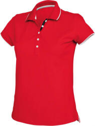 Kariban Női galléros póló Kariban KA252 Ladies' Short-Sleeved piqué Knit polo Shirt -XL, Red/White/Navy