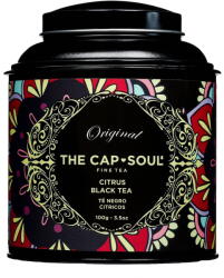 The Capsoul Fekete tea citrusokkal The Cap Soul, Citrus fekete tea, 100 g, infúziós típusú, gyógynövényes, fekete tea, citronella és citrom aromája, emésztést elősegítő, vízhajtó, 100%-ban természetes összetevők