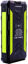 Emeszon Reach Your Desire Power bank Külső akkumulátor, Emeszon® A+, 36000 mAh, USB-C 3A, vezeték nélküli telefon töltés, Hordozható napelem, vízálló IP66, LED világítás, Quick Charge 3.0, fekete/zöld (283786742532)