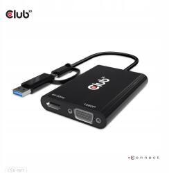 Club 3D CSV-1611 kábel adapter 0, 22 m Usb Type-C Hdmi Vga (D-Sub) Fekete