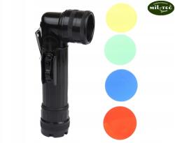 Mil-Tec Nagy szögletes zseblámpa 4 szűrővel Black Us Army Mil-Tec (15143202)