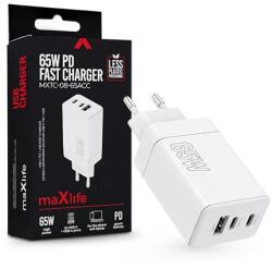 Maxlife ML081100 65W 2xType-C + USB fehér gyorstöltő adapter (ML081100) - pcx