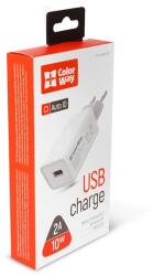 ColorWay USB töltő adapter, 1USB AUTO ID 2A (10W) white (CW-CHS012-WT) (CW-CHS012-WT)