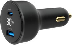 Gembird 2-Port USB Car Fast Charger Type-C PD LCD 30W Black TA-UC-AC2PD30LCD-CAR-01 (TA-UC-AC2PD30LCD-CAR-01)