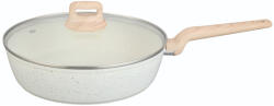 Voltz Tigaie adanca cu capac Voltz Nice OV54419E28CD, 28x6.8 cm, Finisaj marmura, Inductie, Cream melange (OV54419E28CD)