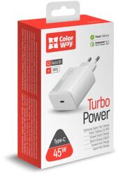 ColorWay USB töltő adapter, Power Delivery Port PPS USB Type-C (45W) white (CW-CHS034PD-WT) (CW-CHS034PD-WT) - pcx