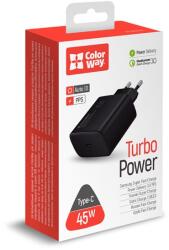 ColorWay USB töltő adapter, Power Delivery Port PPS USB Type-C (45W) black (CW-CHS034PD-BK) (CW-CHS034PD-BK) - pcx