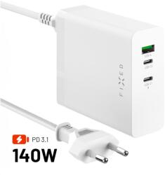 FIXED hálózati töltőállomás, 2xUSB-C/1xUSB, GaN technológia, PD 3.1 támogatás, 140W, fehér FIXCG140-2C1A-WH (FIXCG140-2C1A-WH)