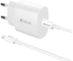 DEVIA ROCKET hálózati töltő Type-C aljzat (20W, PD gyorstöltő + lightning kábel) FEHÉR ST112056 (ST112056)