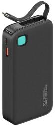 Awei XY vésztöltő USB+Type-C aljzat (10000mAh, 20W, PD gyorstöltő, LED kijelző + fix Type-C kábel) FEKETE 10KCD22401 (10KCD22401)