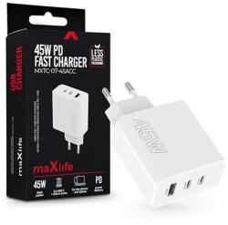 Maxlife ML081094 45W 2xType-C + USB fehér gyorstöltő adapter (ML081094) - pcx