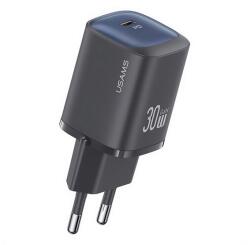 USAMS CC251 hálózati töltő Type-C aljzat (30W, GaN, PD gyorstöltő) FEKETE CC251TC01 (CC251TC01)