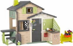 Smoby Jóbarátok házikó kiskerttel a konyhánál Friends Evo Playhouse Life Smoby tovább bővíthető natúr barna színvilágban (SM810253-2J)