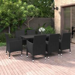 vidaXL 9 részes polyrattan és üveg kerti étkezőgarnitúra párnákkal (3099690)