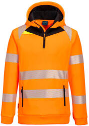 Portwest DX4 Hi-Vis 1/4 zippzáras kapucnis pulóver (PW-DX482OBRS)
