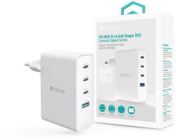 DEVIA ST121430 Devia Extreme Speed Series 100W GaN PD hálózati gyorstöltő adapter USB+3xType-C - fehér (ST121430)