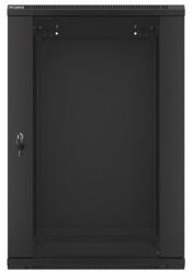 Lanberg WF01-6618-10B 19" 18U SZÉL: 600mm MÉLY: 600mm MAG: 907mm lapraszerelt üvegajtós fekete fali rack szekrény