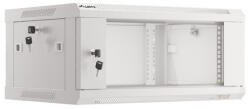 Lanberg WF01-6404-10S 19" 4U SZÉL: 600mm MÉLY: 450mm MAG: 290mm lapraszerelt üvegajtós szürke fali rack szekrény - ipkameradiszkont