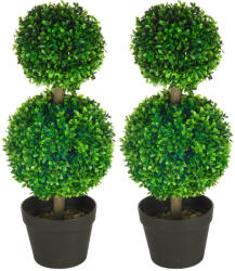 HOMCOM Műnövény szett, 2 db buxus, cserépben 60cm magas (830-707V00GN)