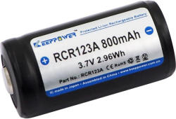 KeepPower CR123 3, 7V 800mAh Li-ion akkumulátor védelemmel 31mm