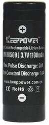 KeepPower 18500 3, 7V 1100mAh Li-ion akkumulátor védelemmel 10A