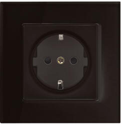  German Type Socket 16a Glass Frame Black+c. Box (195017cc-bl)