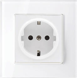 German Type Socket 16a Glass Frame White+c. Box (195017cc-wh)