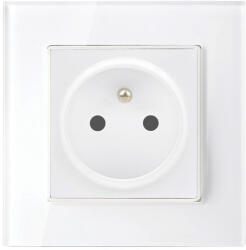 French Type Socket 16a Glass Frame White+c. Box (195019cc-wh)