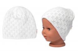Baby Nellys Kétrétegű áttört sapka, pamut, Baby Nellys - fehér Velikost koj. oblečení: 92/98 (18-36m)