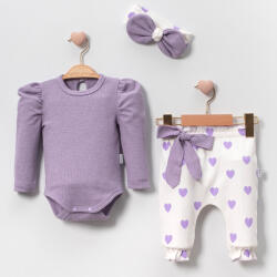 Mini cicayzen Lila lány szett: body fejpánttal és szív alakú nadrággal Méret: 9-12 mes. (74 - 80 cm)