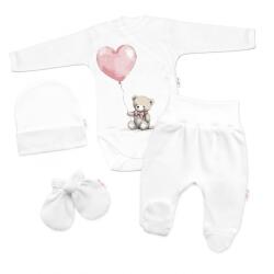 Baby Nellys Baba gyerekszett 4D Teddy Love, Baby Nellys - fehér/rózsaszín Velikost koj. oblečení: 50 (0-1m)