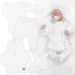 Baby Nellys Bordás szett, Star 5D, body, leggings, kabát, sapka, kesztyű - fehér Velikost koj. oblečení: 62 (2-3m)
