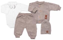 Baby Nellys 5 részes kötött szett Baby Nellys - Fiú, body, nadrág, pulóver, sapka, csokornyakkendő - bézs Velikost koj. oblečení: 68 (3-6m)