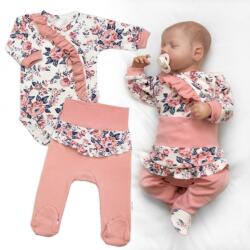 Baby Nellys Pamut szett 2D, body + rózsák Roses, púderrózsaszín Velikost koj. oblečení: 56 (1-2m)