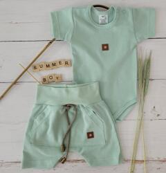 Z&Z Rövid ujjú body + Baggy kenguru zsebbel, 2D szett Z&Z - AQUA zöld Velikost koj. oblečení: 68 (3-6m)